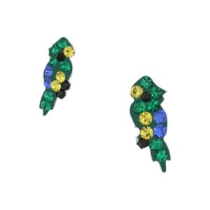 Parrot Multicolor Silver Earrings with Crystals
